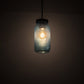 Meyda Lighting Mason Jar 5" Textured Black Mini Pendant Light With Powder Blue Jar Shade Glass