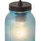 Meyda Lighting Mason Jar 5" Textured Black Mini Pendant Light With Powder Blue Jar Shade Glass