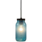 Meyda Lighting Mason Jar 5" Textured Black Mini Pendant Light With Powder Blue Jar Shade Glass