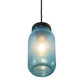 Meyda Lighting Mason Jar 5" Textured Black Mini Pendant Light With Powder Blue Jar Shade Glass