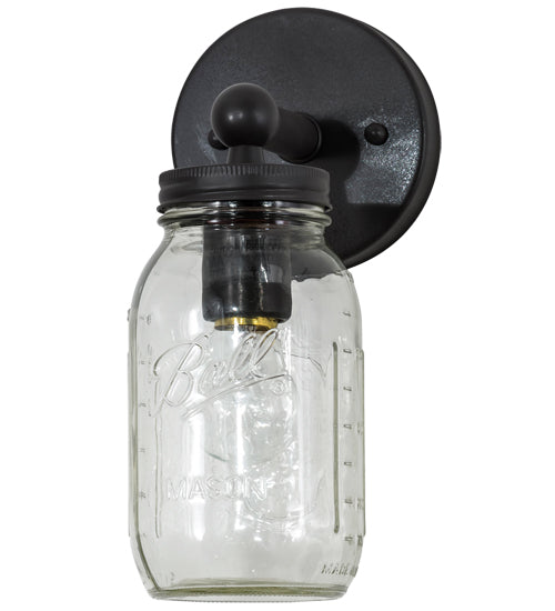 Meyda Lighting Mason Jar 5" Timeless Bronze Wall Sconce With Clear Jar Shade Glass