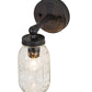 Meyda Lighting Mason Jar 5" Timeless Bronze Wall Sconce With Clear Jar Shade Glass