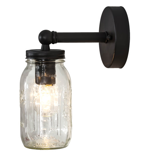 Meyda Lighting Mason Jar 5" Timeless Bronze Wall Sconce With Clear Jar Shade Glass