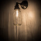 Meyda Lighting Mason Jar 6" Craftsman Brown Wall Sconce With Clear Mason Jar Shade Glass
