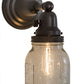 Meyda Lighting Mason Jar 6" Craftsman Brown Wall Sconce With Clear Mason Jar Shade Glass