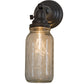 Meyda Lighting Mason Jar 6" Craftsman Brown Wall Sconce With Clear Mason Jar Shade Glass