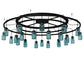 Meyda Lighting Mason Jar 75" 24-Light Textured Black Chandelier With Blue Mason Jar Shade Glass