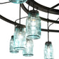 Meyda Lighting Mason Jar 75" 24-Light Textured Black Chandelier With Blue Mason Jar Shade Glass