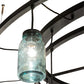 Meyda Lighting Mason Jar 75" 24-Light Textured Black Chandelier With Blue Mason Jar Shade Glass