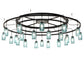 Meyda Lighting Mason Jar 75" 24-Light Textured Black Chandelier With Blue Mason Jar Shade Glass