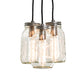 Meyda Lighting Mason Jar 9" 3-Light Nickel Pendant Light With Clear Jar Shade Glass
