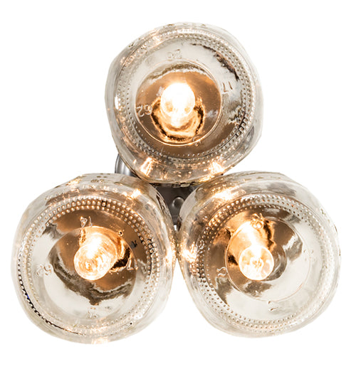 Meyda Lighting Mason Jar 9" 3-Light Nickel Pendant Light With Clear Jar Shade Glass