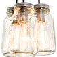 Meyda Lighting Mason Jar 9" 3-Light Nickel Pendant Light With Clear Jar Shade Glass