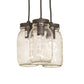 Meyda Lighting Mason Jar 9" 3-Light Oil Rubbed Bronze Pendant Light With Clear Jar Shade Glass