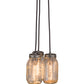 Meyda Lighting Mason Jar 9" 3-Light Sparkle Silver Pendant Light With Black Clear Mason Jar Shade Glass