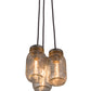 Meyda Lighting Mason Jar 9" 3-Light Sparkle Silver Pendant Light With Black Clear Mason Jar Shade Glass