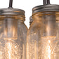 Meyda Lighting Mason Jar 9" 3-Light Sparkle Silver Pendant Light With Black Clear Mason Jar Shade Glass