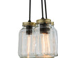 Meyda Lighting Mason Jar 9" 3-Light Textured Black Pendant Light With Clear Mason Jar Shade Glass