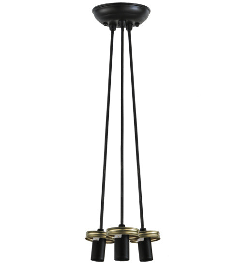 Meyda Lighting Mason Jar 9" 3-Light Textured Black Pendant Light With Clear Mason Jar Shade Glass
