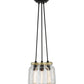 Meyda Lighting Mason Jar 9" 3-Light Textured Black Pendant Light With Clear Mason Jar Shade Glass