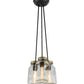 Meyda Lighting Mason Jar 9" 3-Light Textured Black Pendant Light With Clear Mason Jar Shade Glass