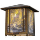 Meyda Lighting Maxfield Parrish 14" Antique Copper The Glen Lantern With Multi-Colored Shade Glass