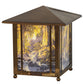 Meyda Lighting Maxfield Parrish 14" Antique Copper The Glen Lantern With Multi-Colored Shade Glass