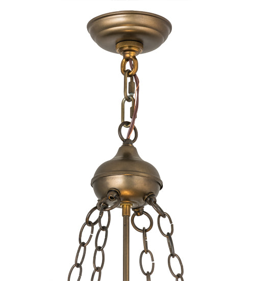 Meyda Lighting Maxfield Parrish 18" 2-Light Antique Copper The Glen Inverted Pendant Light With Beige Art Shade Glass