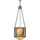 Meyda Lighting Maxfield Parrish 18" 2-Light Antique Copper The Glen Inverted Pendant Light With Beige Art Shade Glass