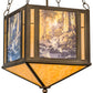 Meyda Lighting Maxfield Parrish 18" 2-Light Antique Copper The Glen Inverted Pendant Light With Beige Art Shade Glass