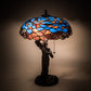Meyda Lighting Maxfield Parrish 21" 2-Light Mahogany Bronze Griselda Table Lamp With Multi-Colored Shade Glass