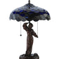 Meyda Lighting Maxfield Parrish 21" 2-Light Mahogany Bronze Griselda Table Lamp With Multi-Colored Shade Glass