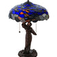 Meyda Lighting Maxfield Parrish 21" 2-Light Mahogany Bronze Griselda Table Lamp With Multi-Colored Shade Glass