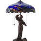 Meyda Lighting Maxfield Parrish 21" 2-Light Mahogany Bronze Griselda Table Lamp With Multi-Colored Shade Glass