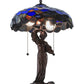 Meyda Lighting Maxfield Parrish 21" 2-Light Mahogany Bronze Griselda Table Lamp With Multi-Colored Shade Glass