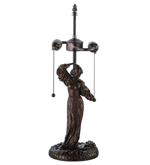 Meyda Lighting Maxfield Parrish 21" 2-Light Mahogany Bronze Griselda Table Lamp With Multi-Colored Shade Glass