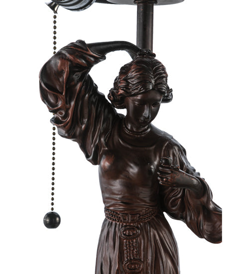 Meyda Lighting Maxfield Parrish 21" 2-Light Mahogany Bronze Griselda Table Lamp With Multi-Colored Shade Glass