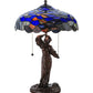 Meyda Lighting Maxfield Parrish 21" 2-Light Mahogany Bronze Griselda Table Lamp With Multi-Colored Shade Glass