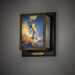 Meyda Lighting Maxfield Parrish 8" Textured Black & Antique Brass Ecstacy Wall Sconce With Multi-Colored Shade Glass