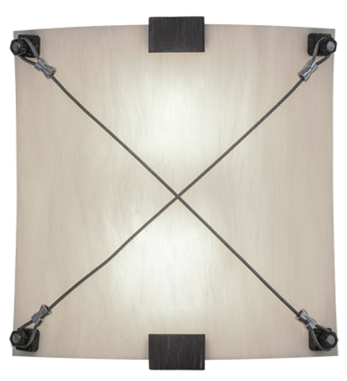 Meyda Lighting Maxton 12" 2-Light Antique Iron Gate Wall Sconce With Whitesone Idalight Shade Glass