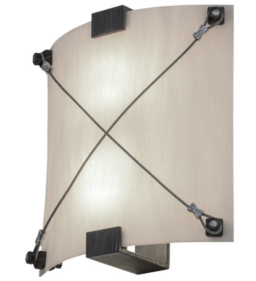 Meyda Lighting Maxton 12" 2-Light Antique Iron Gate Wall Sconce With Whitesone Idalight Shade Glass