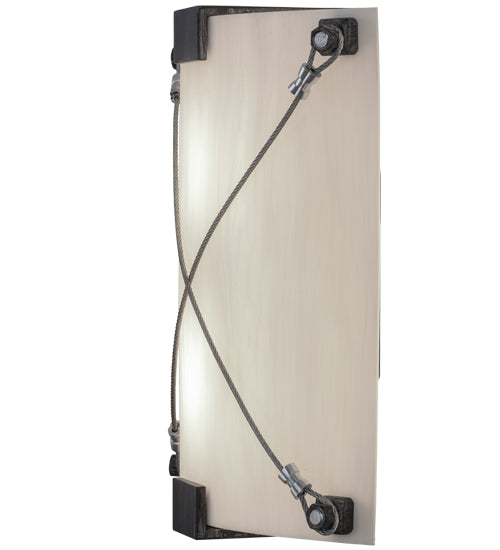 Meyda Lighting Maxton 12" 2-Light Antique Iron Gate Wall Sconce With Whitesone Idalight Shade Glass