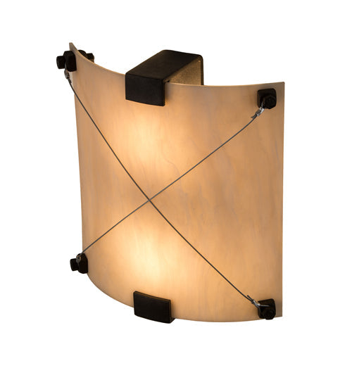 Meyda Lighting Maxton 12" 2-Light Coffee Bean ADA Wall Sconce With Beige Fleshtone Idalight Shade Glass