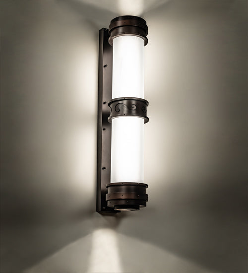 Meyda Lighting McLean 10" 2-Light Dark Bronze Wall Sconce With Clear Frosted Glass & Statuario Idalight Shade