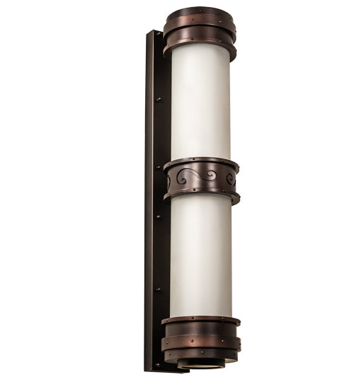 Meyda Lighting McLean 10" 2-Light Dark Bronze Wall Sconce With Clear Frosted Glass & Statuario Idalight Shade