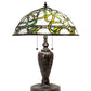 Meyda Lighting Mediterranean 23" 2-Light Mahogany Bronze Table Lamp With Green & Blue Shade Glass