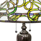 Meyda Lighting Mediterranean 23" 2-Light Mahogany Bronze Table Lamp With Green & Blue Shade Glass