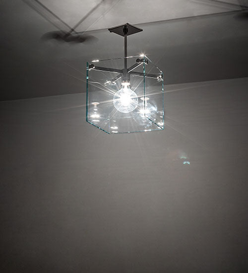 Meyda Lighting Melazzo 17" Polished Stainless Steel Pendant Light With Clear Plate Shade Glass