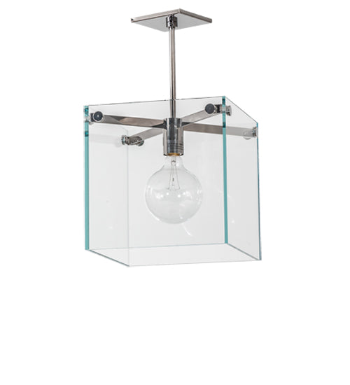 Meyda Lighting Melazzo 17" Polished Stainless Steel Pendant Light With Clear Plate Shade Glass