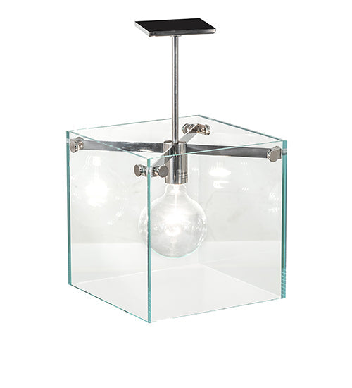 Meyda Lighting Melazzo 17" Polished Stainless Steel Pendant Light With Clear Plate Shade Glass